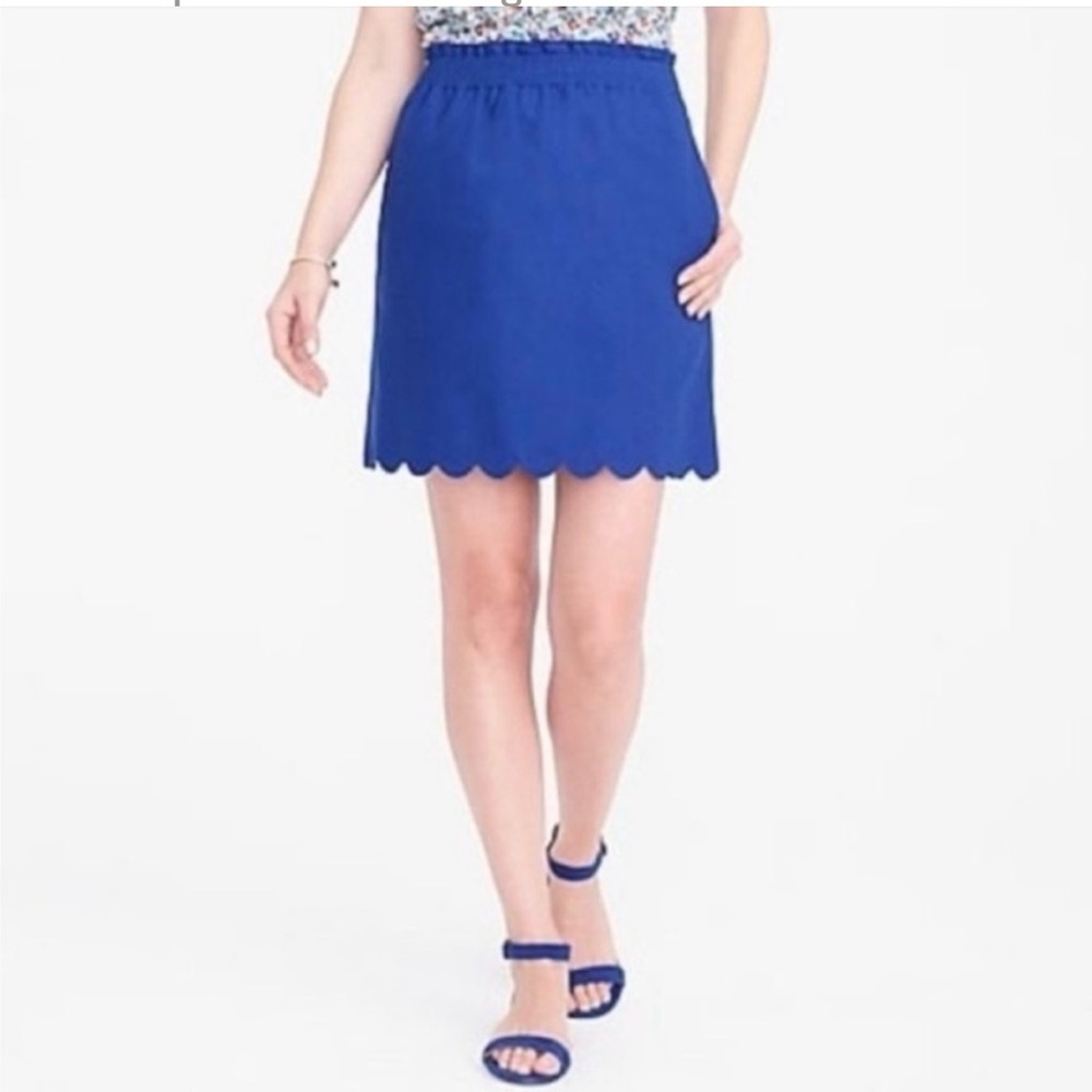 J. Crew linen blend scalloped hem skirt